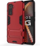 Voor Vivo iQOO 5 5G PC + TPU schokbestendige beschermhoes met houder (rood)