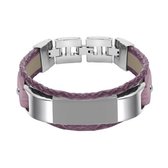 Voor Fitbit Alta HR Smart armband geweven dubbele lus lederen band horlogeband, maat: S (roze goud)