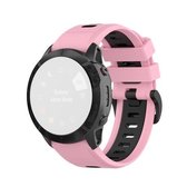 Voor Garmin Fenix 6X siliconen tweekleurige riem (roze zwart)