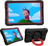 Voor Galaxy Tab A 8.4 (2020) T307 PC + siliconen schokbestendige combinatiebehuizing met 360 graden roterende houder en handvat (zwart + rood)