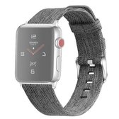 Voor Apple Watch Series 5 & 4 44 mm / 3 & 2 & 1 42 mm D-stijl canvas polsband (zwart grijs)