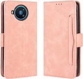 Voor Nokia 8.3 5G Portemonnee-stijl Skin Feel Kalfspatroon lederen tas, met aparte kaartsleuf (roze)