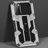 Voor Samsung Galaxy A71 Vanguard Warrior All-inclusive tweekleurige schokbestendige TPU + pc-beschermhoes met houder (zilverwit)