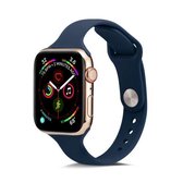 Voor Apple Wacth 5/4 44 mm & 3/2/1 42 mm dunne siliconen vervangende polsband horlogeband (donkerblauw)
