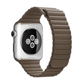 Voor Apple Watch 42 mm lus magnetische sluiting sluiting PU lederen horlogeband (bruin)