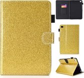 Voor iPad Mini 1/2/3/4/5 Vernis Glitter Poeder Horizontale Flip Leren Case met Houder & Kaartsleuf (Goud)