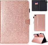 Voor iPad Mini 1/2/3/4/5 Vernis Glitter Poeder Horizontale Flip Leren Case met Houder & Kaartsleuf (Rose Goud)