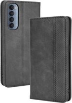 Voor OPPO Reno4 Pro 4G magnetische gesp Retro Crazy Horse textuur horizontale flip lederen tas, met houder & kaartsleuven & fotolijst (zwart)