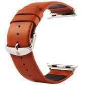 Kakapi voor Apple Watch 42 mm subtiele textuur klassieke gesp lederen horlogeband met connector (bruin)