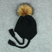 Peuter Baby Baby Winter Warm Gehaakte Muts Beanie Cap (Zwart)