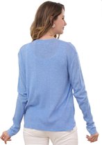 Manlee - m.l. Fijngebreide open vest. Blauw. Maat: S