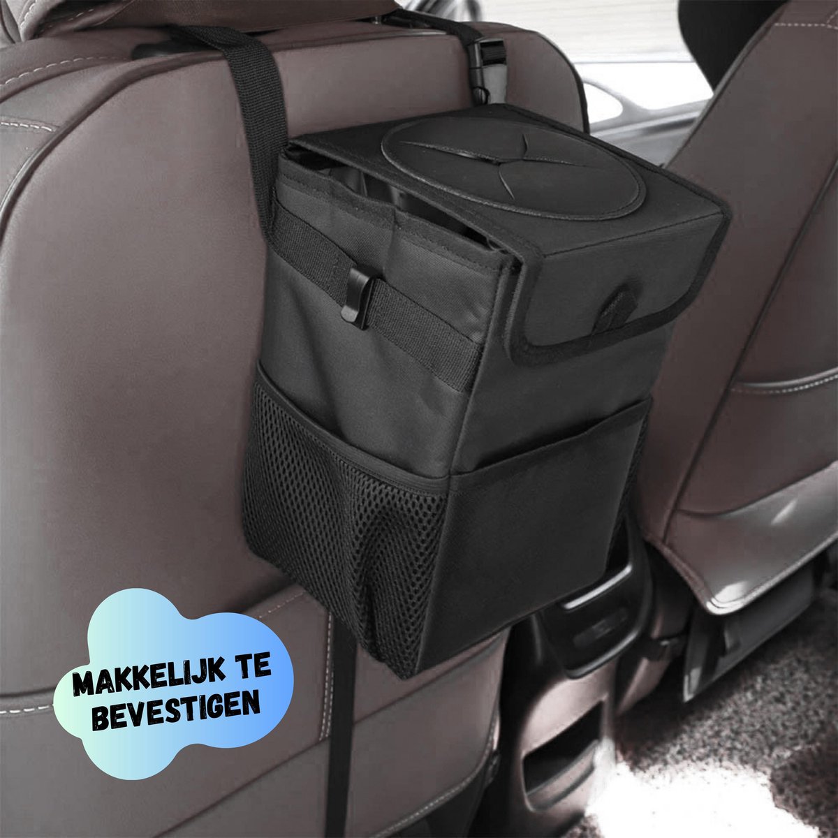 CGEAMDY Auto Prullenbak, Waterdichte PU Lederen Opvouwbare Voertuig