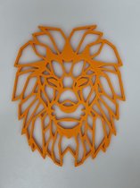 Geometrische leeuw oranje klein - wanddecoratie - muurdecoratie - dierenkop leeuw