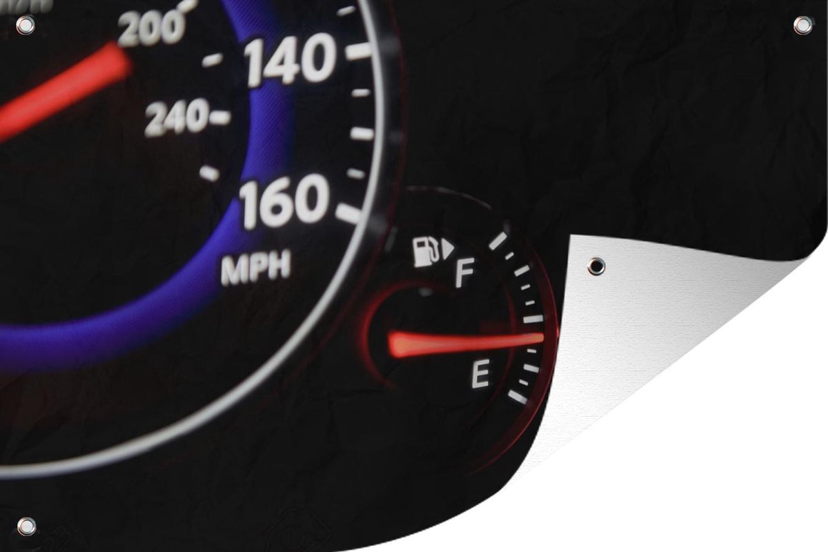 Tuindecoratie Brandstofmeter op het dashboard van een auto - 60x40 cm -  Tuinposter | bol.com