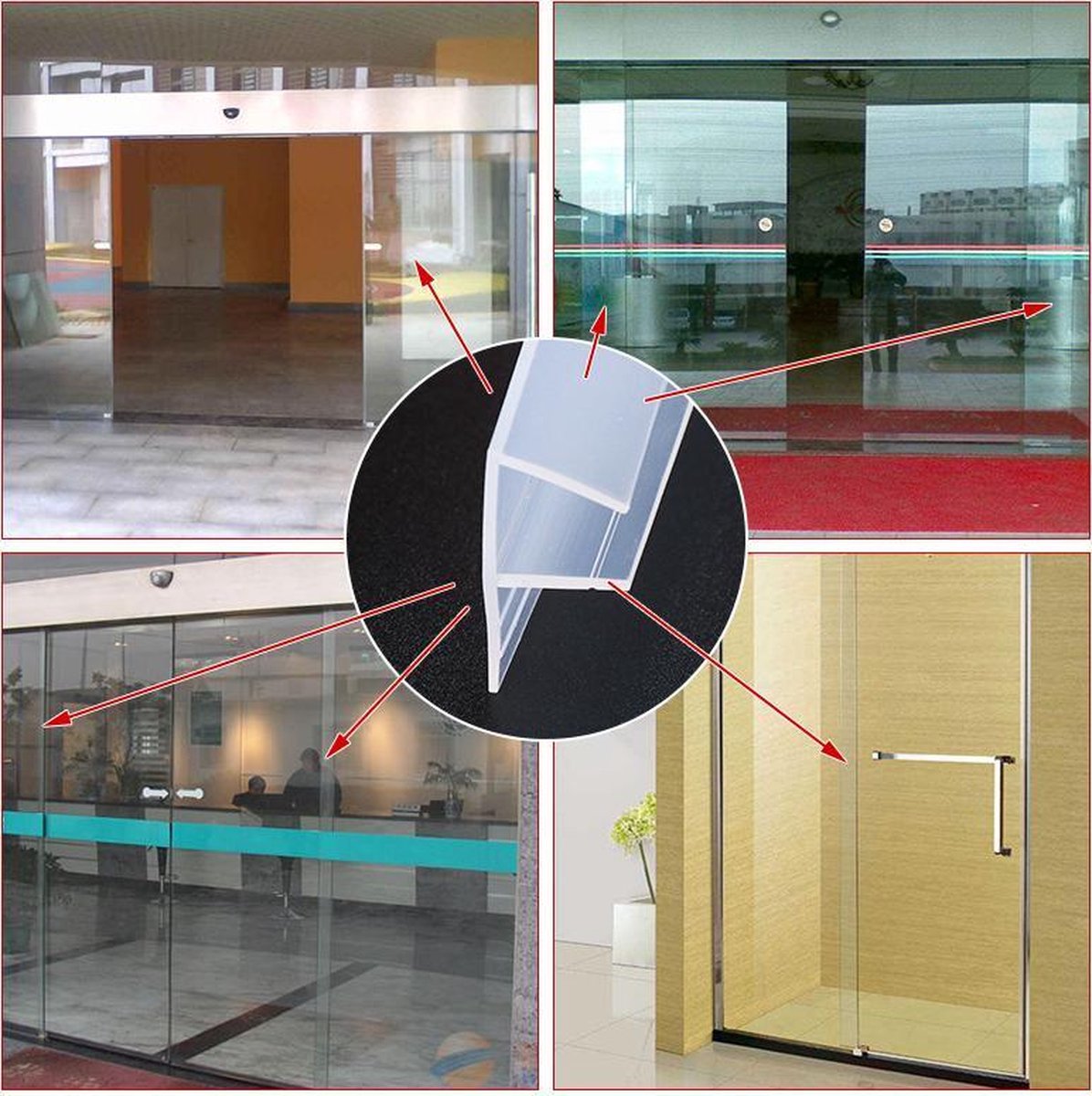 Getwet C205 lekstrip / afdichting voor 6mm glas, 1000mm lang F074