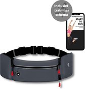 Hardloop gordel grijs - Running belt - Sport heuptas - Hardloop Heuptas - Sport Heupband - Hardloopband - Sportband - Hardloop riem - Hardloop accessoires - Hardloopband Telefoonhouder - INCLUSIEF GRATIS TRAININGSSCEMA