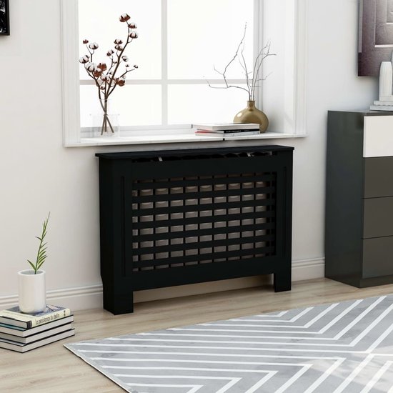 vidaXL Radiatorombouw 112x19x81 cm MDF zwart