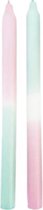 Dip Dye Kaarsen | Dinerkaars | Blauw-Roze | Twee stuks | Baby | 29 cm