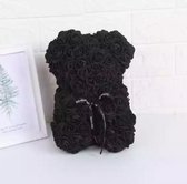 Rozen teddybeer van zwarte kunstrozen van 25cm incl. giftbox Valentijnsdag /Moederdag /Verjaardag/ rose bear/ bloemen beer / teddy beer
