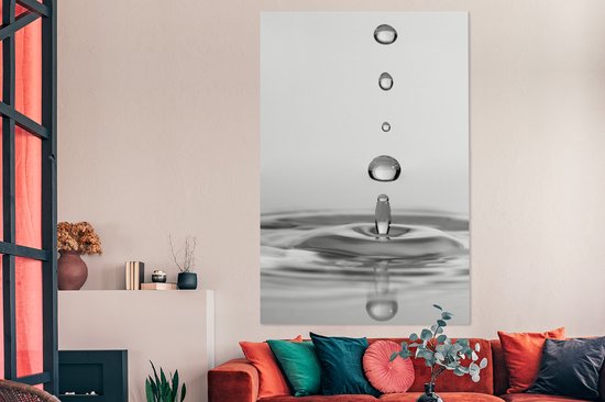 Cinq gouttes tombantes 120x180 cm - Tirage photo sur toile (Décoration murale salon / chambre) XXL / Groot format!