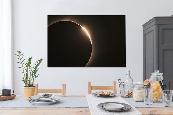 Eclipse avec un bord clair 120x80 cm - Tirage photo sur toile (Décoration murale salon / chambre)
