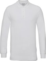 Gildan Heren Lange Mouw Premium Katoen Dubbel Pique-Pique Poloshirt (Wit)