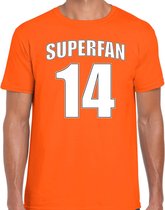 Superfan nummer 14 oranje t-shirt Holland / Nederland supporter EK/ WK voor heren M