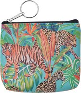 Gemakkelijk om erbij te hebben, dit handige en leuke portemonneetje met rondom een mooie jungle afbeelding van tijgers en panters. Gemakkelijk te gebruiken voor bijvoorbeeld kleingeld, bonnet