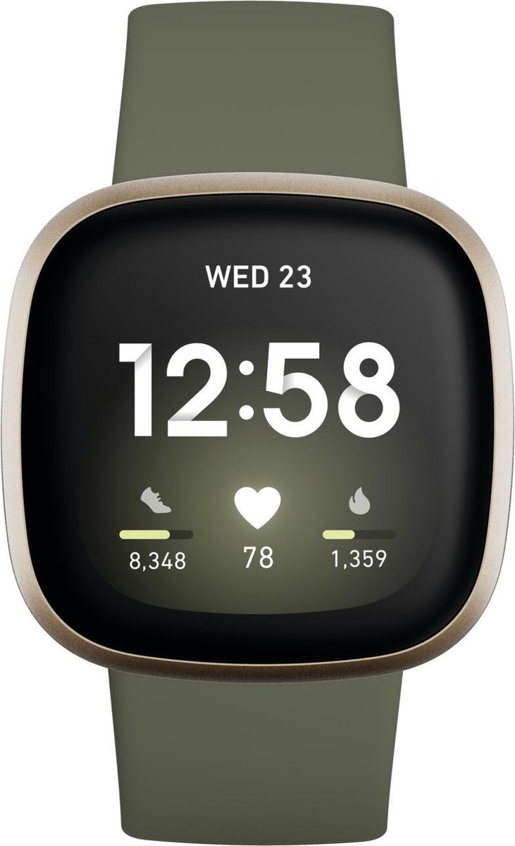 Fitbit Versa 3 - Smartwatch heren en dames - Olijfgroen - Fitbit