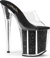 Pleaser Muiltjes -35 Shoes- FLAMINGO-801G Paaldans schoenen Zwart/Transparant