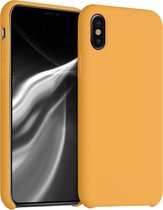 kwmobile telefoonhoesje voor Apple iPhone X - Hoesje met siliconen coating - Smartphone case in goud-oranje