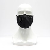 FSK stoffen mondmasker met klep en 5 filters (zwart)