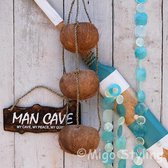 Man cave - Kokosnoot - Peddel - Schelpenslinger - 4 stuks - Pakket - Beach - Tuin