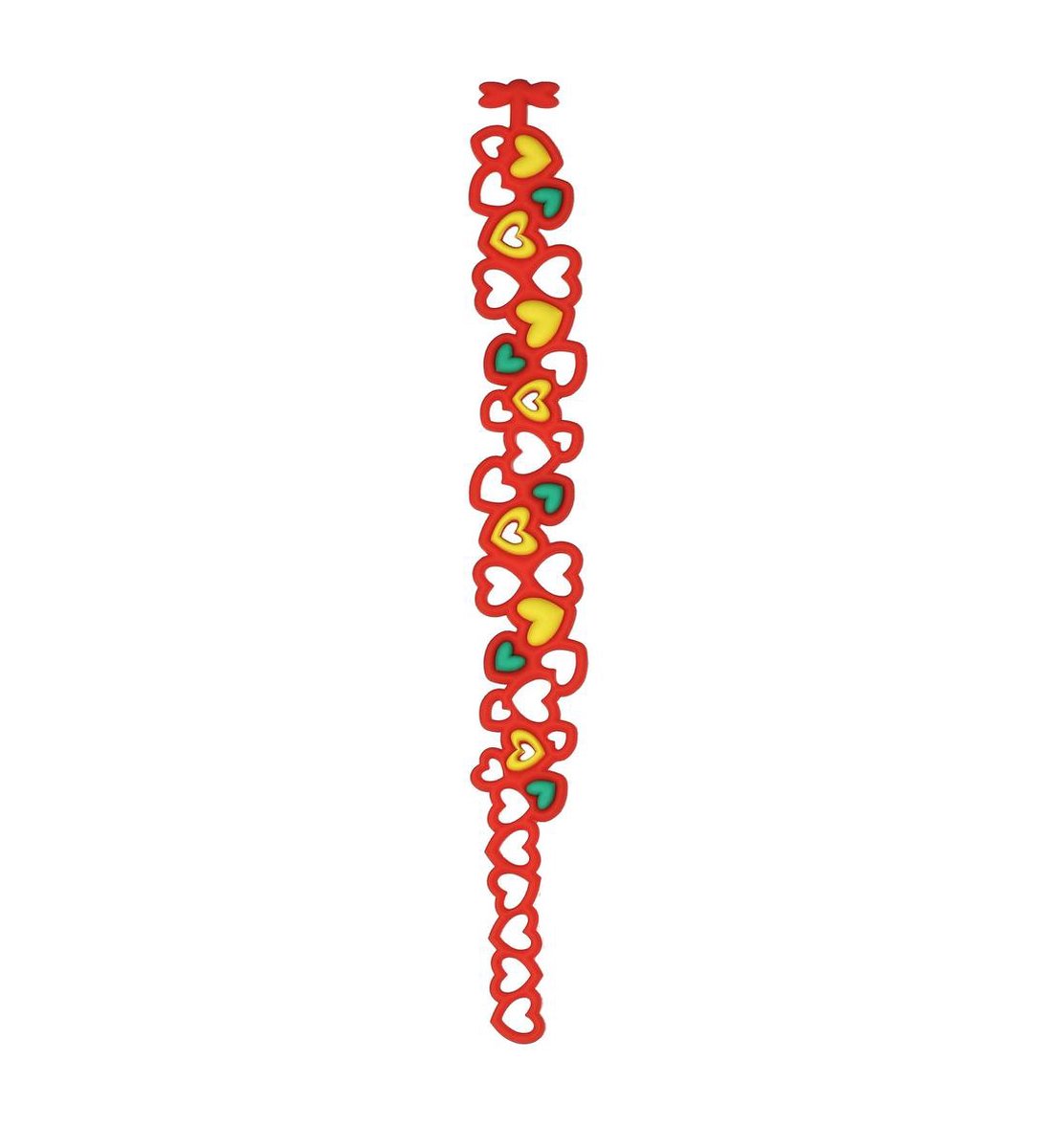 Batucada Little Love - Armband - Plantaardige Oorsprong en Hypoallergeen - Meisjes - Armband met Hartjes - Antiallergisch - Oranje - geel - groen - lengte 12/15cm – ziet er uit als Rubber