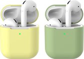 2 beschermhoesjes voor Apple Airpods - Geel & Groen - Siliconen case geschikt voor Apple Airpods 1 & 2