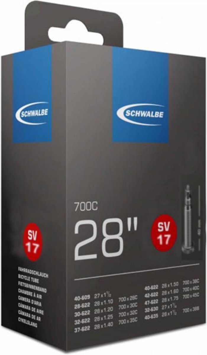 Schwalbe SV17 - Binnenband Fiets - Frans Ventiel - 40 mm - 28 x 1 1/4 - 1 3/8 - 1 1/2 - 175