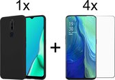 Oppo Reno hoesje zwart siliconen case hoes cover hoesjes - 4x Oppo Reno Screenprotector