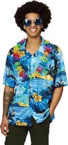 Chemise Hawaii bleu avec palmiers 54 (L)
