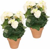 2x Kunstplant Begonia wit 30 cm - nepplanten / kunstplanten