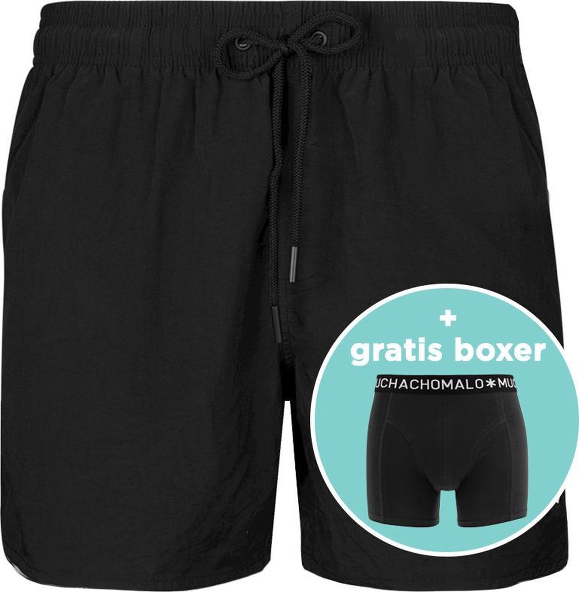 Muchachomalo rits zwemshort basic zwart II - 3XL