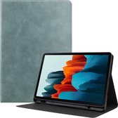 Voor Samsung Galaxy Tab S7 (2020) T870 Koeienhuid Textuur TPU Tablet Horizontale Flip Leren Case met Houder & Slaap / Wekfunctie & Pen Slot (Groen)
