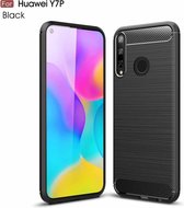 Voor Huawei Y7p Brushed Texture Carbon Fiber TPU Case (Zwart)