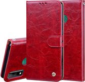 Voor Huawei Y8s (Wereldwijde officiële versie) Zakelijke stijl Olie-wastextuur Horizontale flip lederen tas met houder & kaartsleuven en portemonnee (rood)