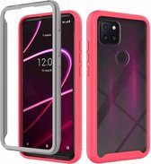 Voor T-Mobile REVVL 5G Starry Sky Solid Color Series schokbestendige pc + TPU beschermhoes (rood)