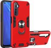 Voor OPPO Realme 6 2 in 1 Armor Series PC + TPU beschermhoes met ringhouder (rood)