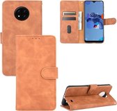 Voor Oukitel C19 Effen Kleur Huid Voel Magnetische Gesp Horizontale Flip Kalf Textuur PU Lederen Case met Houder & Kaartsleuven & Portemonnee (Bruin)