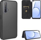 Voor OPPO Realme X50 / X50 5G Koolstofvezel Textuur Magnetische Horizontale Flip TPU + PC + PU Lederen Case met Kaartsleuf (Zwart)