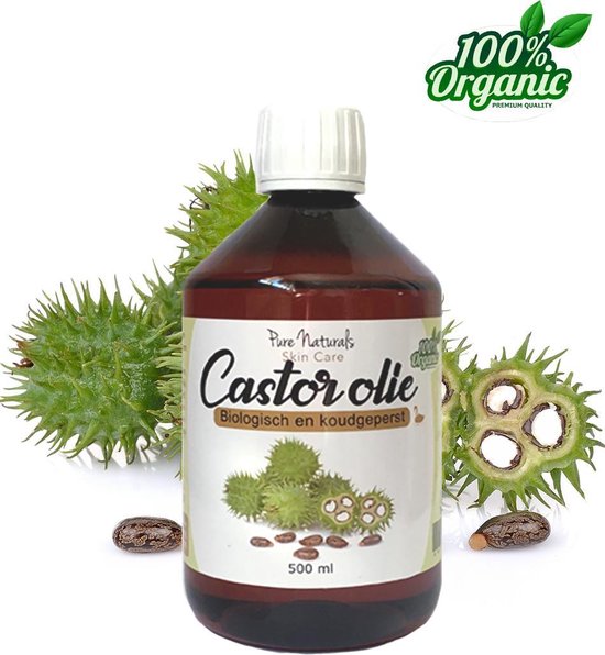 Castor Olie 500 ml - Koudgeperst en ongeraffineerd - Biologisch - Puur - Haar, huid en wimpers - Wimperserum - Pure Naturals