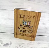 Carte de voeux en bois de Bamboe - Carte d'anniversaire - Happy anniversaire