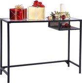 bureau computer tafel PC tafel bureau tafel met lade metalen frame glazen blad, metaal, zwart, 100x40x75cm